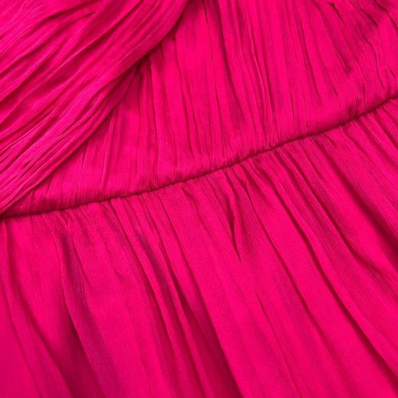 J Crew Lucienne One Shoulder Hot Pink Silk Chiffon Dress NWT size 8 Petite - Picture 8 of 11